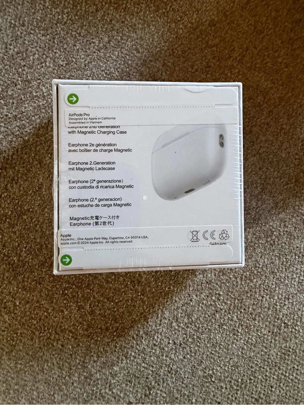Apple AirPods Pro Box in White with Gold Lettering